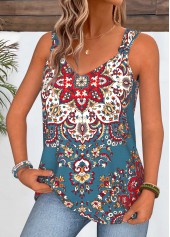 Multi Color Tribal Print Tie Sleeveless Tank Top | thumb picture 