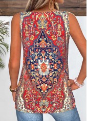 Multi Color Tribal Print Tie Sleeveless Tank Top | thumb picture 
