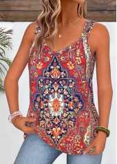 Multi Color Tribal Print Tie Sleeveless Tank Top | thumb picture 