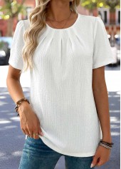 White Tummy Coverage Short Sleeve Round Neck T Shirt