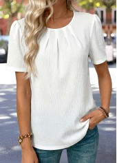 White Tummy Coverage Short Sleeve Round Neck T Shirt | thumb picture 