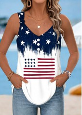 American Flag Navy Tie Strappy V Neck Tank Top | thumb picture 