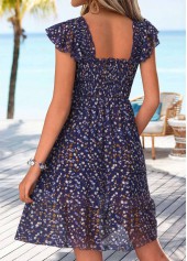 Purple Ditsy Floral Print Short Corset Square Neck Dress | thumb picture 
