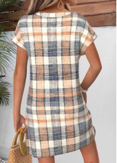 Multi Color Plaid Short Tummy Coverage Split Neck Dress | thumb picture 
