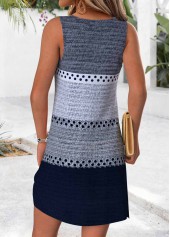 Blue Multi Stripe Print Short Tummy Coverage Sleeveless Dress | thumb picture 