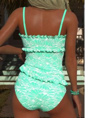 Cyan Mid Waisted Frill Tankini Set | thumb picture 
