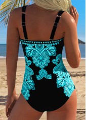 Cyan Tummy Control Tribal Print One Piece Swimwear | thumb picture 
