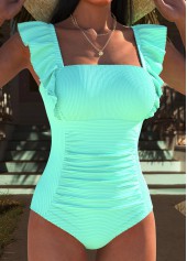 Cyan Ruffle Tie One Piece Swimwear | thumb picture 