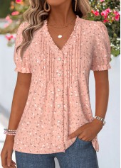 Plus Size Dusty Pink Frill Floral Print T Shirt