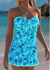 Cyan Mid Waisted Two-piece Paisley Print Tankini Set | thumb picture 