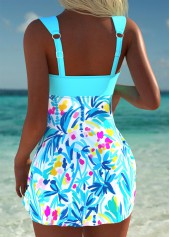 Cyan High Waisted Two-piece Graffiti Print Tankini Set | thumb picture 