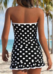 Black Mid Waisted Bowknot Polka Dot Tankini Set | thumb picture 