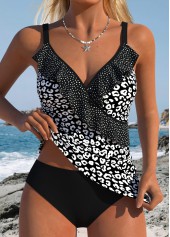 Black Surplice Leopard V-Neck Bikini Top-No Bottom
