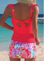 Coral High Waisted Fake 2in1 Tankini Set | thumb picture 