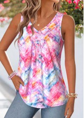 Multi Color Geometric Print Patchwork Sleeveless Tank Top | thumb picture 
