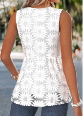 Raw White Twist Sleeveless V Neck Tank Top | thumb picture 