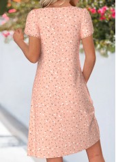 Dusty Pink Ditsy Floral Print Tuck Stitch Dress | thumb picture 