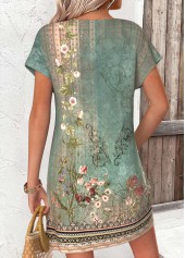 Sage Green Tribal Print Short Tummy Coverage Dress | thumb picture 