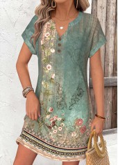 Sage Green Tribal Print Short Tummy Coverage Dress | thumb picture 