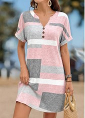 Multi Color Geometric Print Short Tummy Coverage Dress | thumb picture 