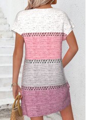 Pink Geometric Print Short Tummy Coverage Split Neck Dress | thumb picture 