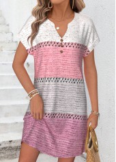 Pink Geometric Print Short Tummy Coverage Split Neck Dress | thumb picture 