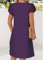 Purple Short Tuck Stitch V Neck Dress | thumb picture 