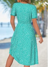 Mint Green Polka Dot Smocked Short Sleeve Dress | thumb picture 