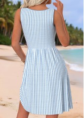 Light Blue Striped Short Criss Cross Sleeveless Dress | thumb picture 
