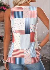 Multi Color American Flag Print Patchwork Sleeveless Tank Top | thumb picture 