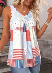 Multi Color American Flag Print Patchwork Sleeveless Tank Top | thumb picture 