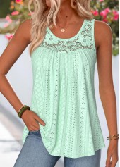 Mint Green Curved Hem Sleeveless Scoop Neck Tank Top