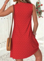 Red Short Shirred Sleeveless V Neck Dress | thumb picture 