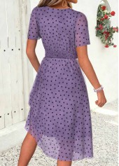 Dusty Purple Polka Dot Layered Short Sleeve Dress | thumb picture 