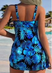 Blue Mid Waisted Tummy Coverage Leaf Print Tankini Set | thumb picture 
