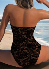 Black Cut Out Floral Print One Piece Swimwear | thumb picture 