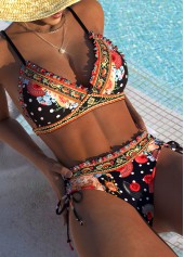 Black Mid Waisted Patchwork Bikini Set