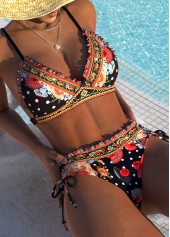 Black Mid Waisted Patchwork Bikini Set