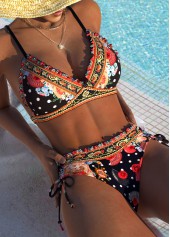 Black Mid Waisted Patchwork Bikini Set | thumb picture 