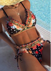 Black Mid Waisted Patchwork Bikini Set | thumb picture 