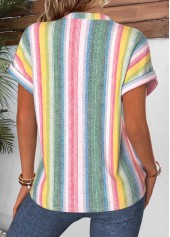 Plus Size Multi Color Curved Hem Striped Blouse | thumb picture 