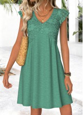 Cyan Short Tummy Coverage V Neck Dress