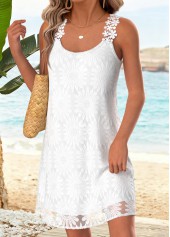 White Short Tummy Coverage Strappy Round Neck Dress | thumb picture 