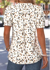 Beige Polka Dot Frill Short Sleeve T Shirt | thumb picture 