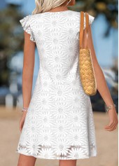 White Short Ruffle V Neck Dress | thumb picture 