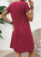 Wine Red Geometric Print Short Tummy Coverage Dress | thumb picture 
