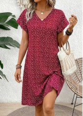 Wine Red Geometric Print Short Tummy Coverage Dress | thumb picture 