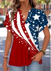 American Flag Multi Color Short Sleeve T Shirt