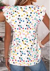 Multi Color Polka Dot Tuck Stitch Short Sleeve Blouse | thumb picture 
