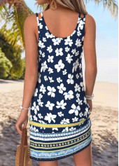 Navy Floral Print Short Cut Out Strappy Dress | thumb picture 